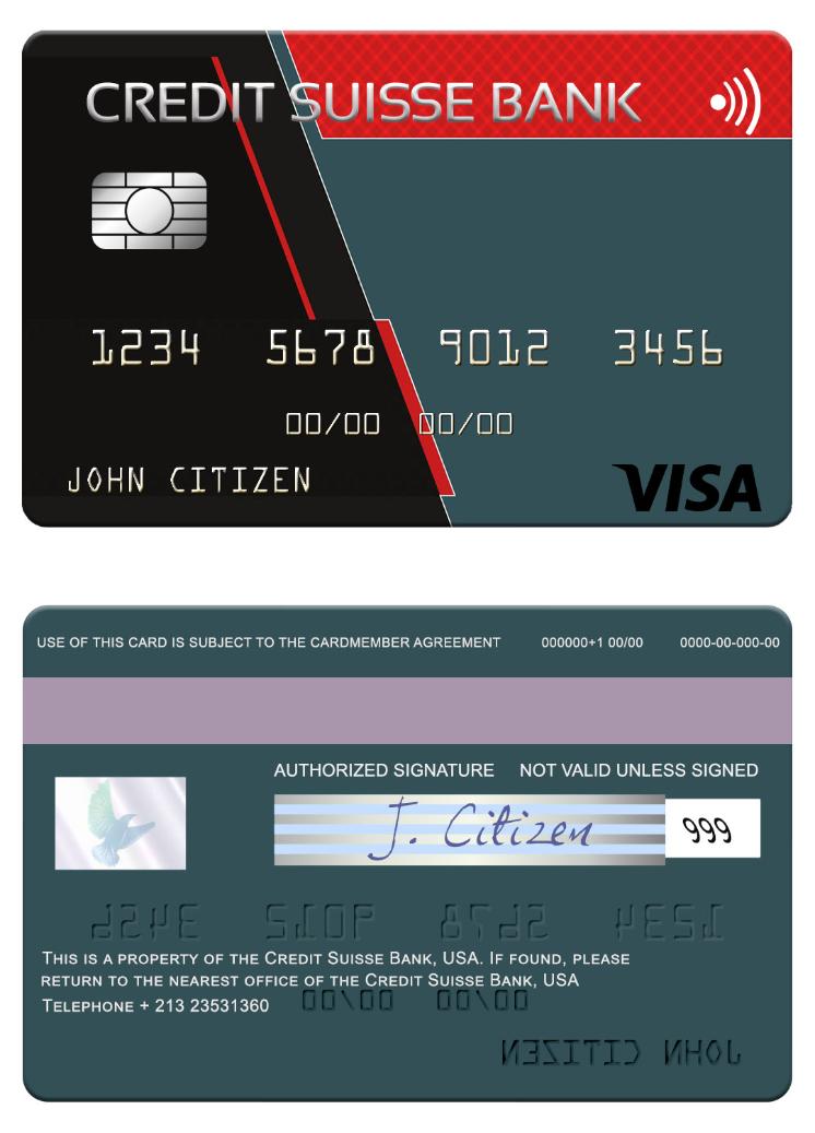 USA Credit Suisse Bank visa card